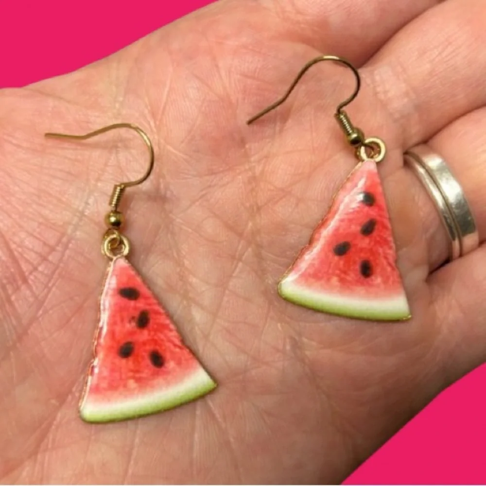 Handmade Watermelon Slice Earrings